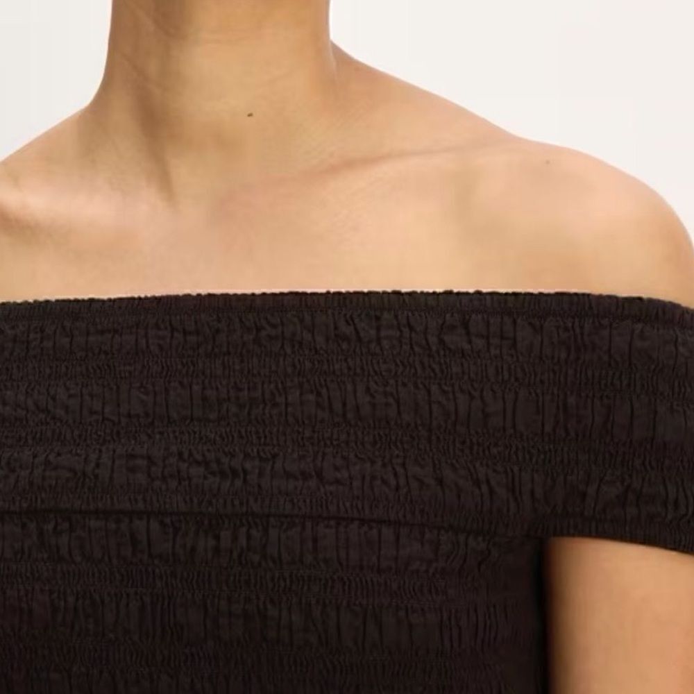 NEW The Gauze Off-the-Shoulder Midi Dress Black XS - Picture 2 of 5